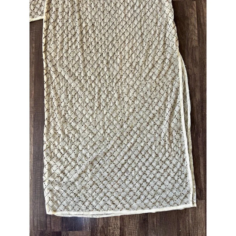 Anthropologie Sheer Maxi Beaded Column Dress Light sand Brown Size Medium - Picture 3 of 9